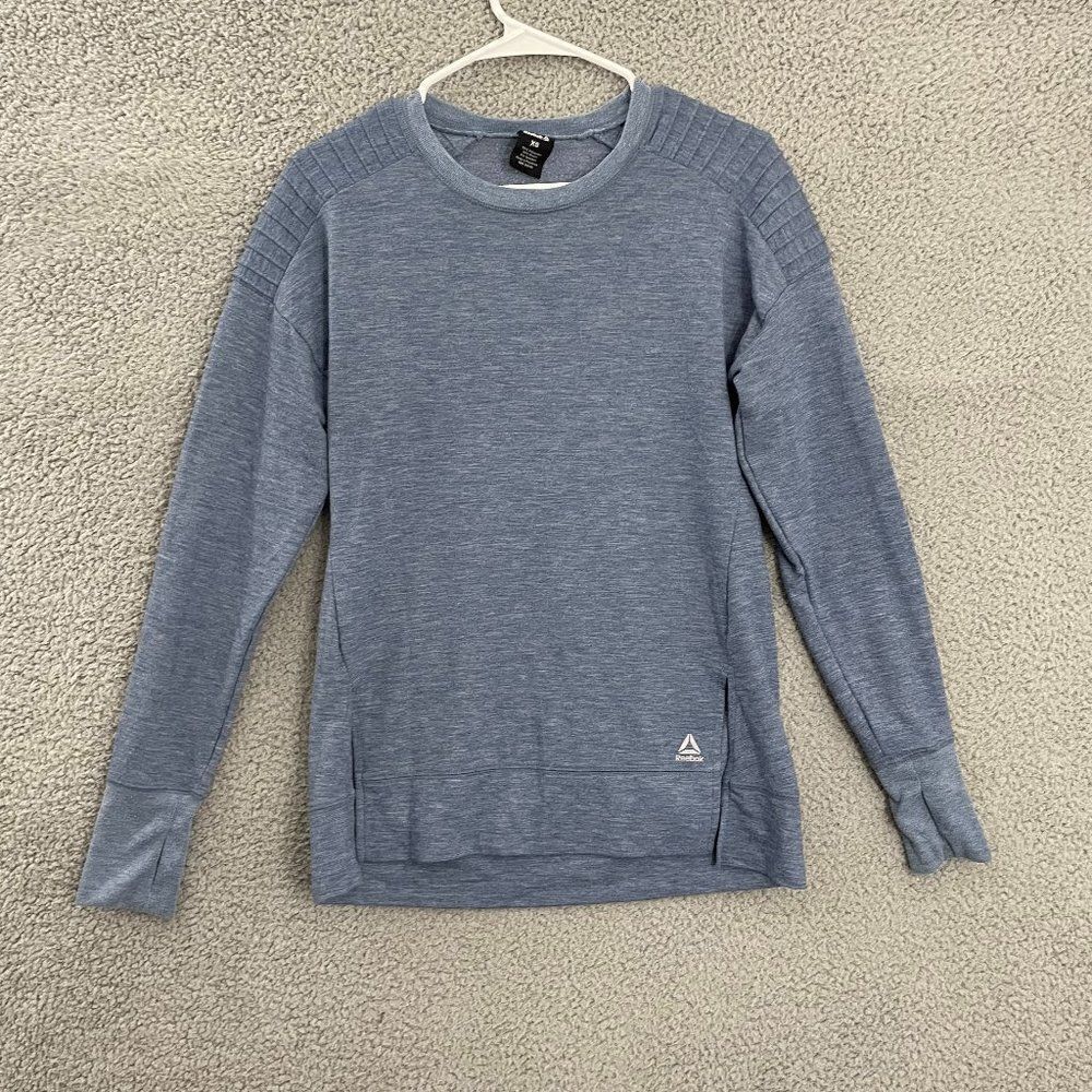 Reebok Sweater Women XS Blue Activewear Long Sleeve Crewneck
